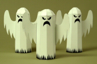 Papercraft imprimible y armable de un Fantasma decorativo para Halloween. Manualidades a Raudales.