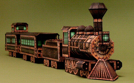 Papercraft recortable de un tren fantasma. - Manualidades a Raudales