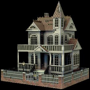 Papercraft imprimible y armable de una casa fantasma / the ghost house. Manualidades a Raudales.